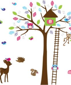 Muursticker Boomhut met Dieren