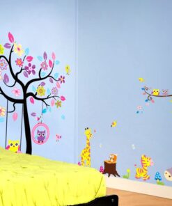 Muursticker boom met schommel uiltjes deluxe