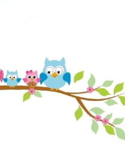 Muursticker Familie Uil op Tak