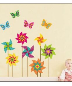 Muursticker Bloemen Vlinders