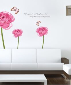 Muursticker Bloemen en Vlinders