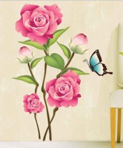 Muursticker Rozen en Vlinder