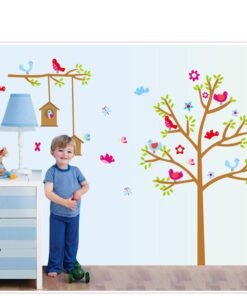 Muurstickers Boom met Vogelhuisjes