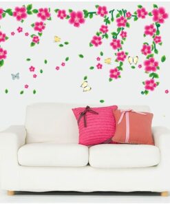 Muursticker Roze Tak Bloemen
