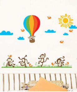 Muursticker Luchtballon Aapjes
