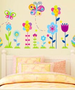 Muursticker Bloemen Uiltjes Vlinders