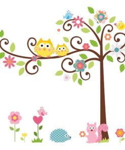 Muursticker Boom met Uiltjes