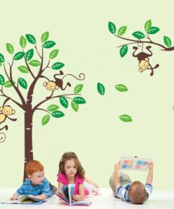 Muursticker Boom met Aapjes