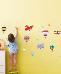 Muursticker Vliegtuigen Luchtballonnen